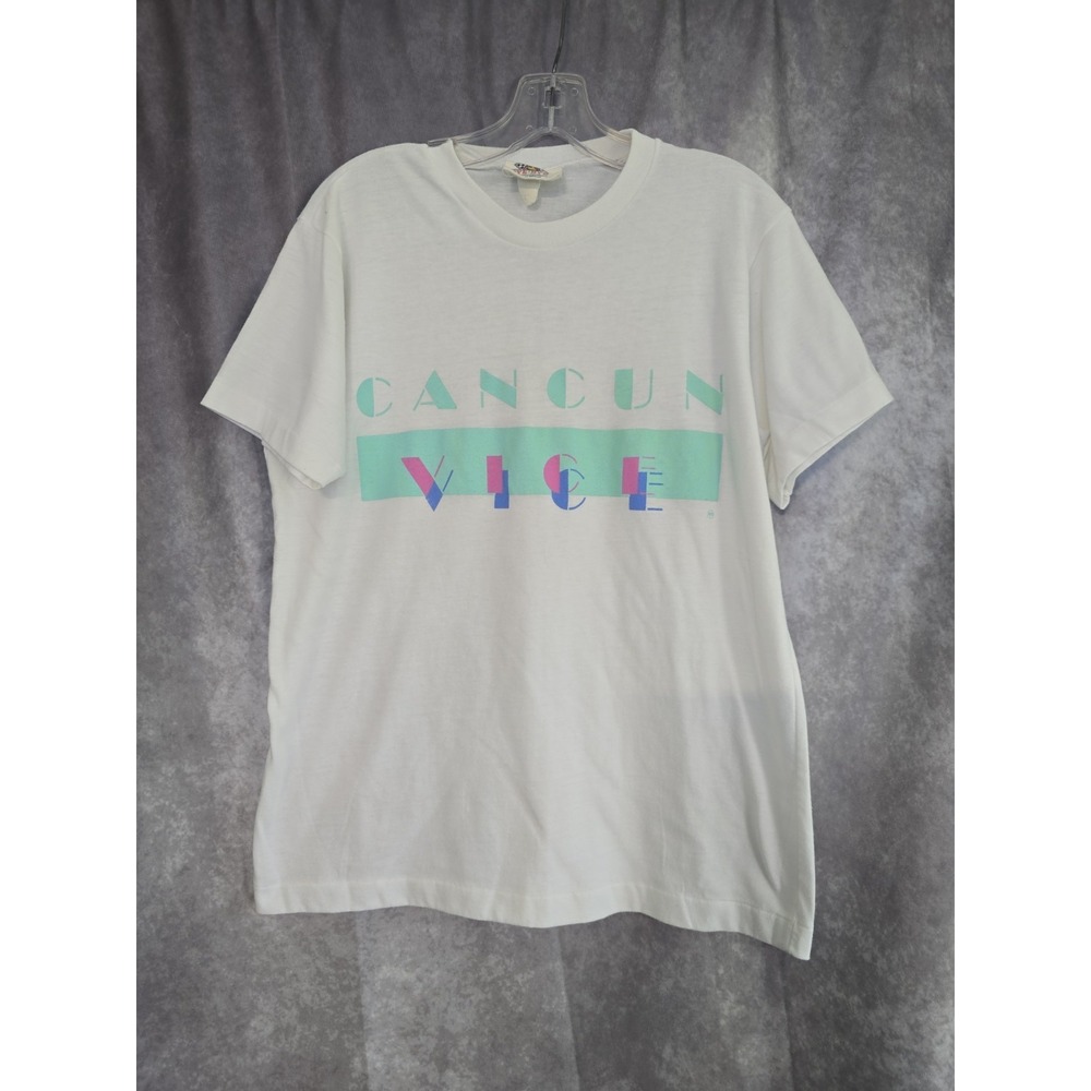 Vintage Cancun Vice Graphic T-Shirt Size L Single Stitched